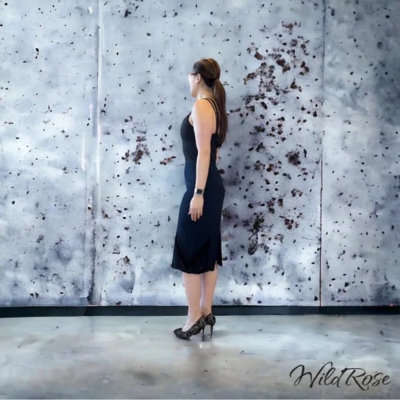 ROLAND MOURET NAVY BLUE BLACK LAC3 & VELVET PENCIL SKIRT SZ US 10 - Picture 4 of 17